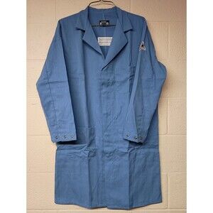 Bulwark FR Concealed Snap-Front Lab Coat Light Blue Medium New